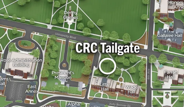 CRC Tailgate location on the Front Lawn of Little Hall